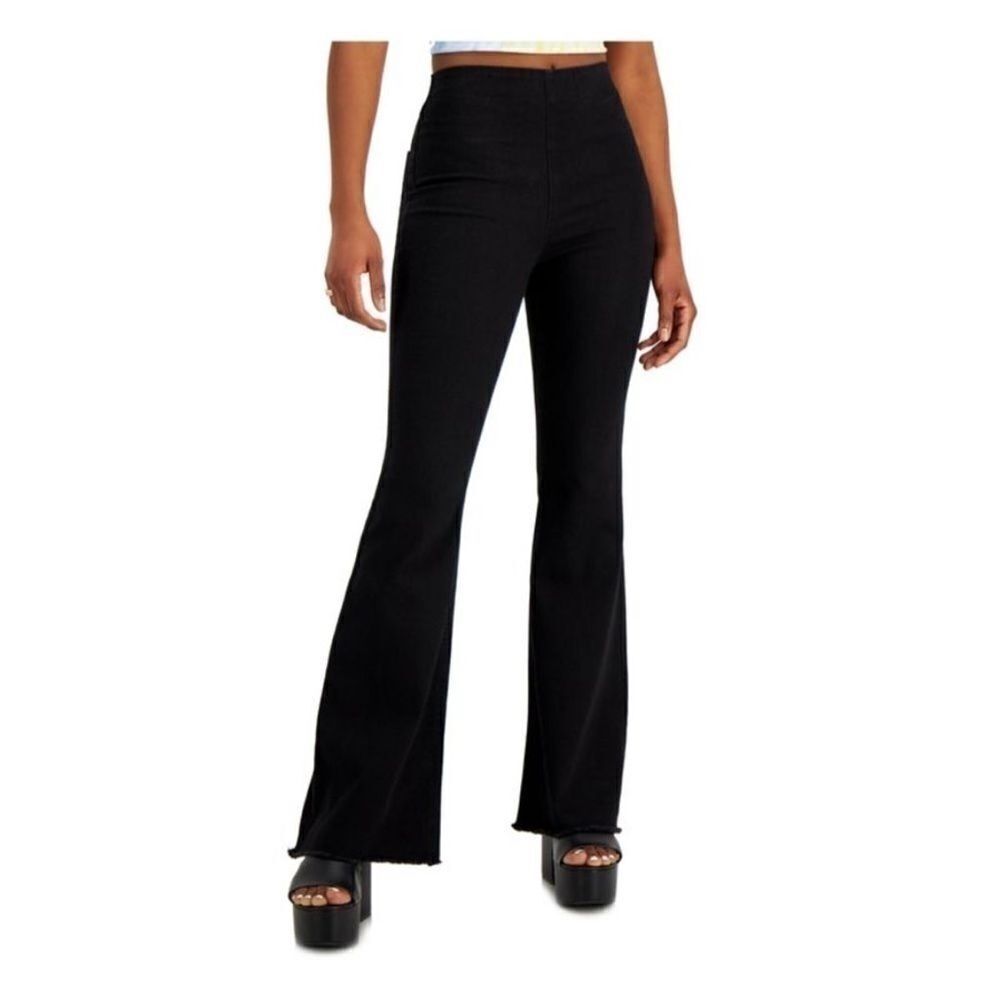 TINSELTOWN Womens Black size 11 Stretch Juniors' Pull-On Flare Jeans bla…